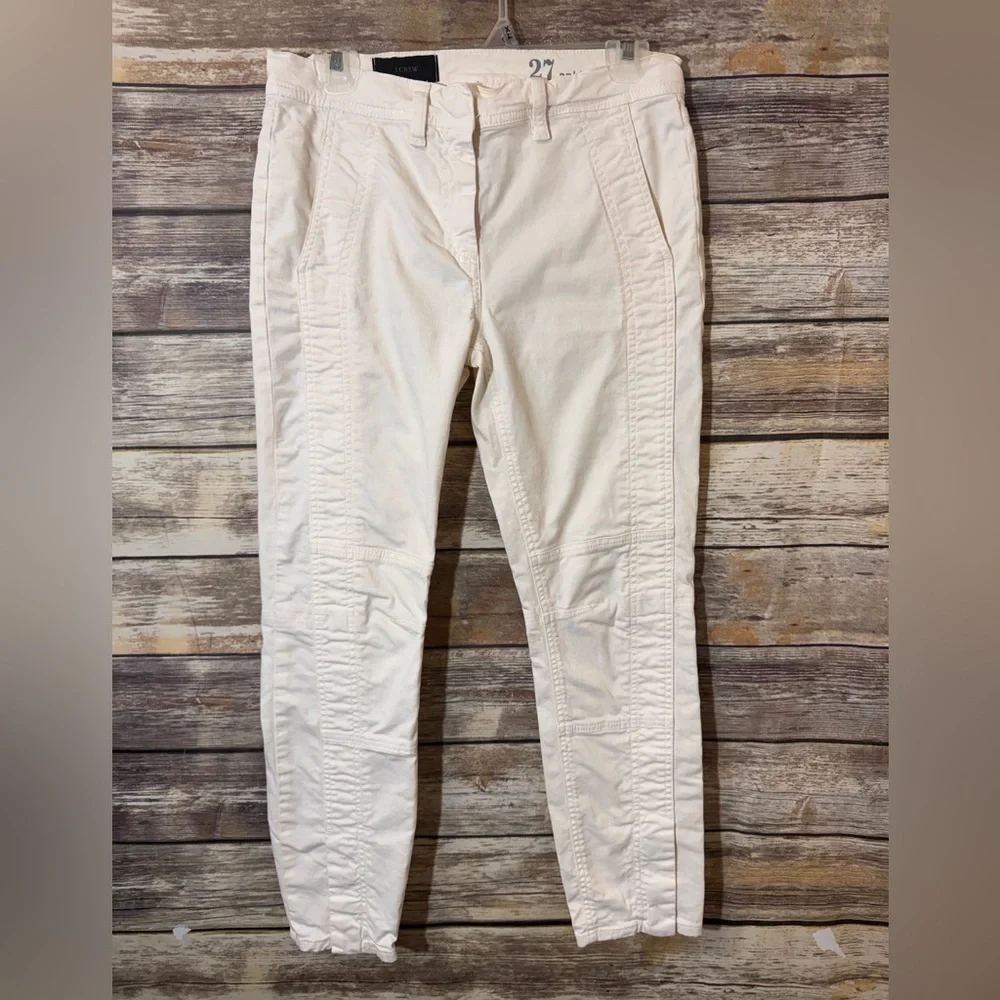 J. CREW‎ 09616 Seamed Motorcycle Zipper Ankle Pants Jeans Moto Zip Core Slim 27